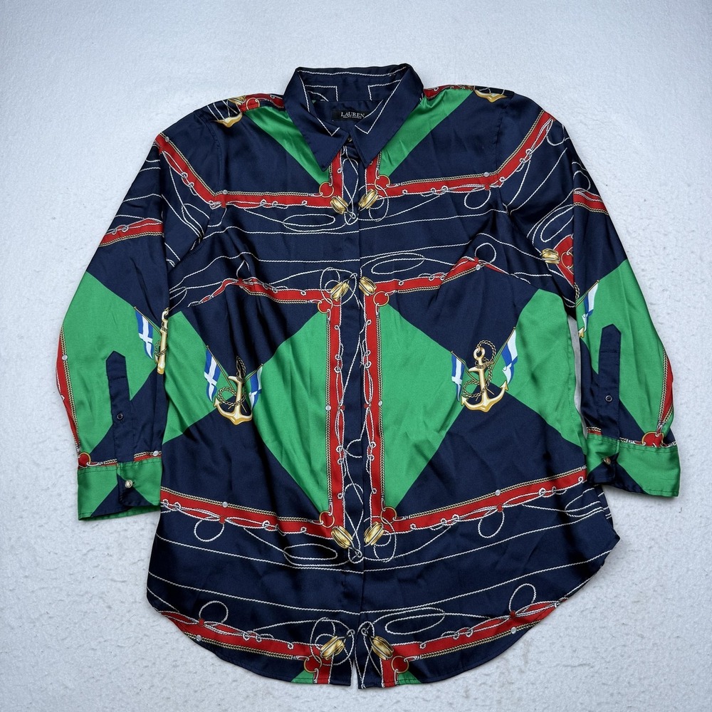 Lauren Ralph Lauren Navy, Green & Red Nautical Button-Down Shirt
